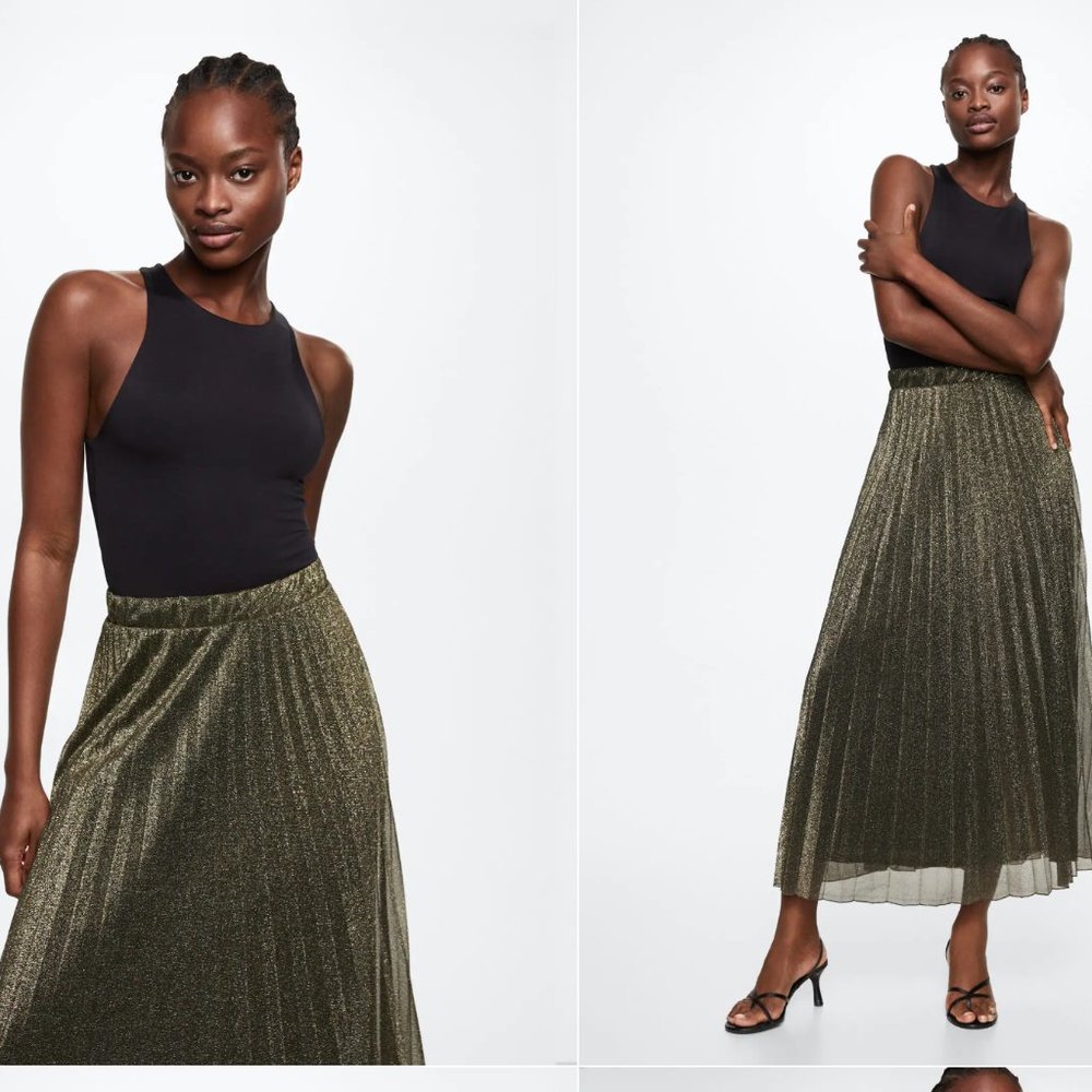 NWT- Mango Shiny pleated skirt